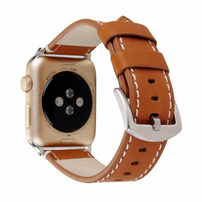 Skorter | Calfskin Genuine Leather Watch Strap for Apple Watch Series 7 41mm / 6 & SE & 5 & 4 40mm / 3 & 2 & 1 38mm (Brown)