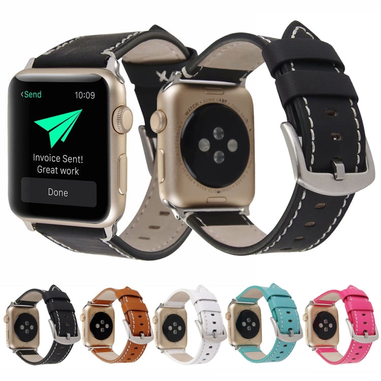 Skorter | Calf Leather Genuine Leather Watch Strap for Apple Watch Series 7 41mm / 6 & SE & 5 & 4 40mm / 3 & 2 & 1 38mm (White)