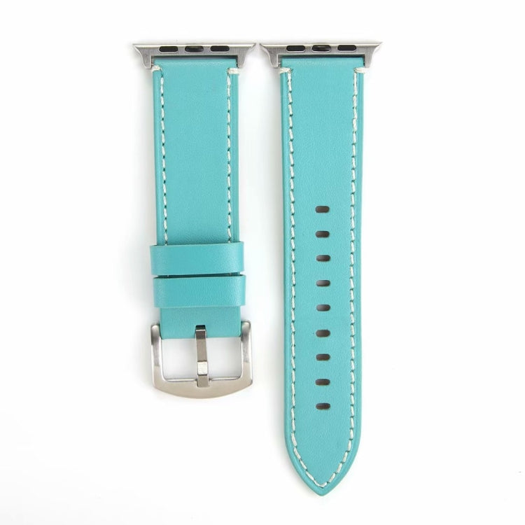 Skorter | Calfskin Genuine Leather Watch Band for Apple Watch Series 7 45mm / 6 & SE & 5 & 4 44mm / 3 & 2 & 1 42mm (Blue)