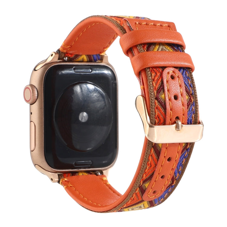 Skorter | Ethnic Leather Watch Band for Apple Watch Series 7 41mm / 6 & SE & 5 & 4 40mm / 3 & 2 & 1 38mm (Orange)