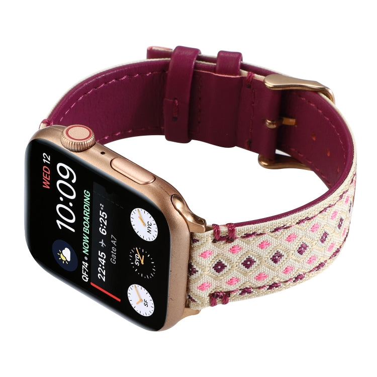 Skorter | Ethnic Leather Watch Band for Apple Watch Series 7 41mm / 6 & SE & 5 & 4 40mm / 3 & 2 & 1 38mm (Purple)