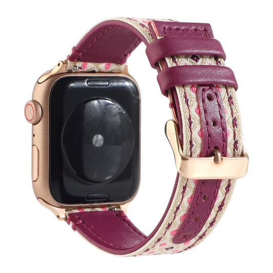 Skorter | Ethnic Leather Watch Band for Apple Watch Series 7 41mm / 6 & SE & 5 & 4 40mm / 3 & 2 & 1 38mm (Purple)