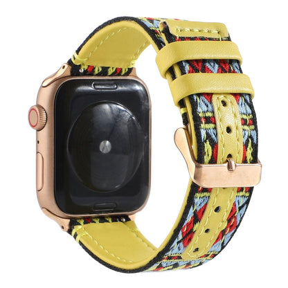Skorter | Ethnic Leather Watch Band for Apple Watch Series 7 41mm / 6 & SE & 5 & 4 40mm / 3 & 2 & 1 38mm (Yellow)