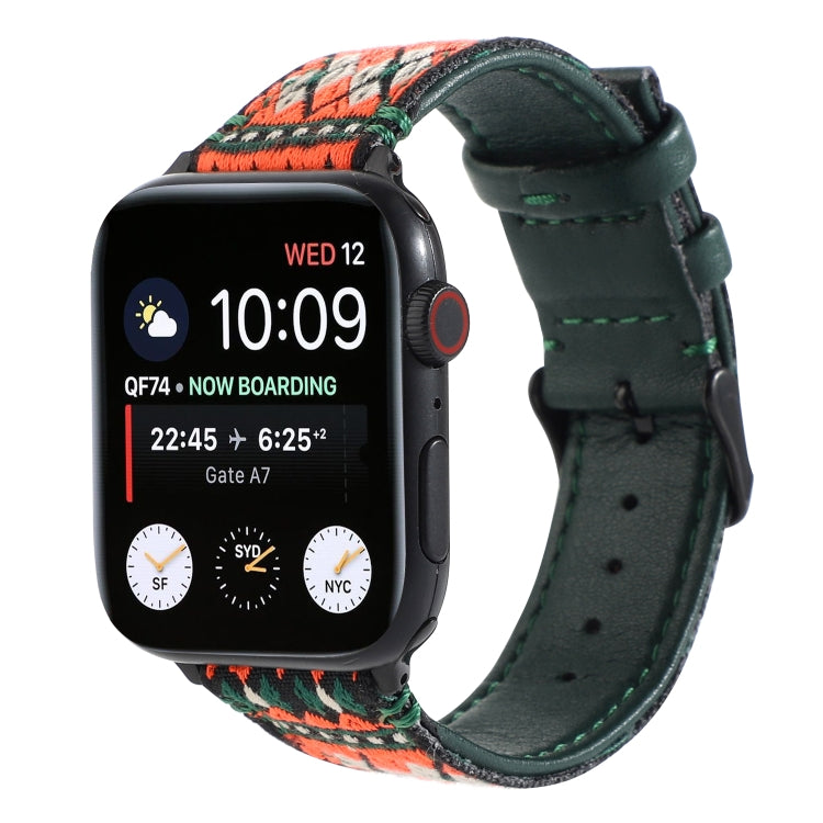Skorter | Ethnic Leather Watch Strap for Apple Watch Series 7 41mm / 6 & SE & 5 & 4 40mm / 3 & 2 & 1 38mm (Dark Green)
