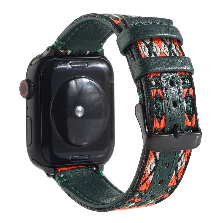 Skorter | Ethnic Leather Watch Strap for Apple Watch Series 7 41mm / 6 & SE & 5 & 4 40mm / 3 & 2 & 1 38mm (Dark Green)
