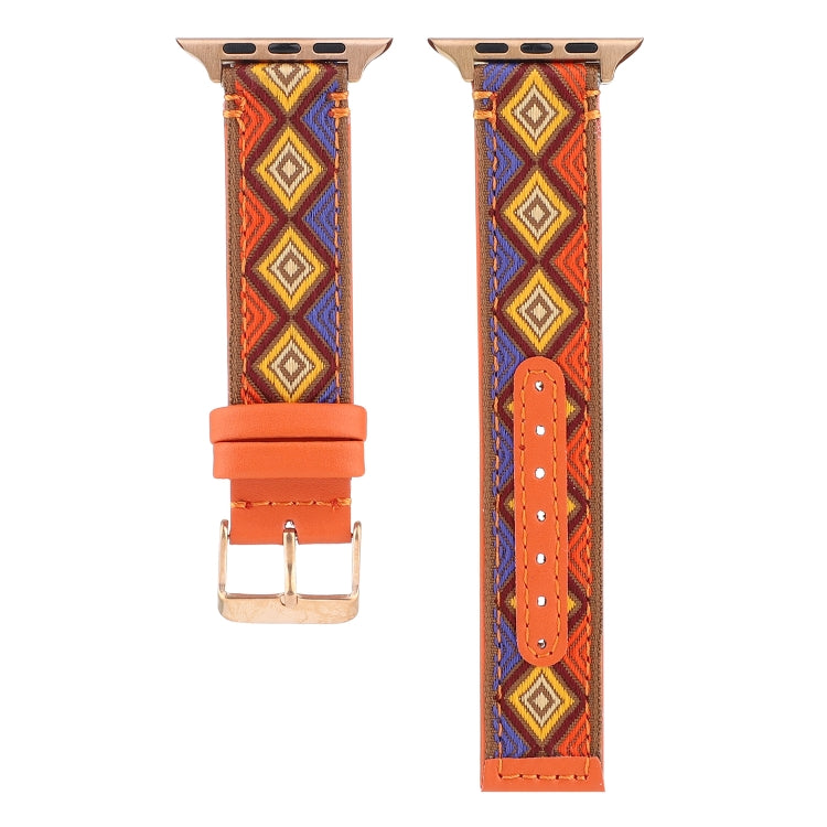 Skorter | Ethnic leather watch band for Apple Watch Series 7 45mm / 6 & SE & 5 & 4 44mm / 3 & 2 & 1 42mm (Orange)