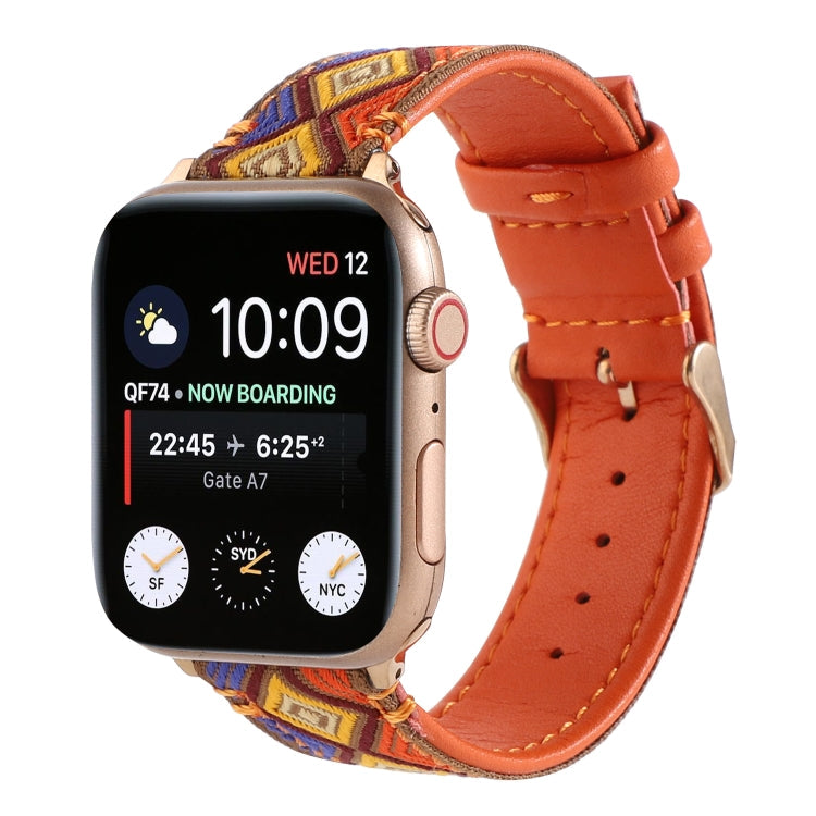 Skorter | Ethnic leather watch band for Apple Watch Series 7 45mm / 6 & SE & 5 & 4 44mm / 3 & 2 & 1 42mm (Orange)