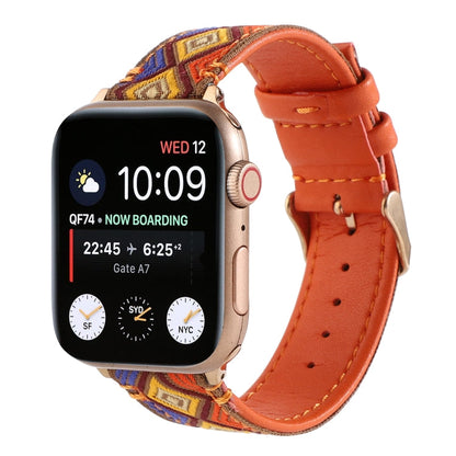 Skorter | Ethnic leather watch band for Apple Watch Series 7 45mm / 6 & SE & 5 & 4 44mm / 3 & 2 & 1 42mm (Orange)
