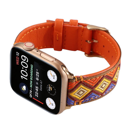 Skorter | Ethnic leather watch band for Apple Watch Series 7 45mm / 6 & SE & 5 & 4 44mm / 3 & 2 & 1 42mm (Orange)
