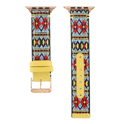 Skorter | Ethnic leather watch band for Apple Watch Series 7 45mm / 6 & SE & 5 & 4 44mm / 3 & 2 & 1 42mm (Yellow)