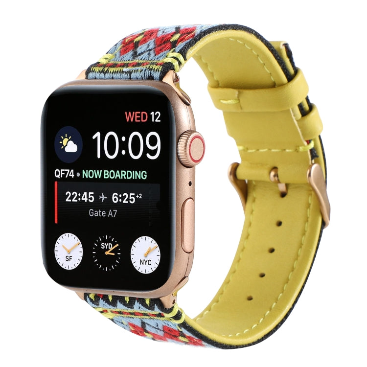 Skorter | Ethnic leather watch band for Apple Watch Series 7 45mm / 6 & SE & 5 & 4 44mm / 3 & 2 & 1 42mm (Yellow)