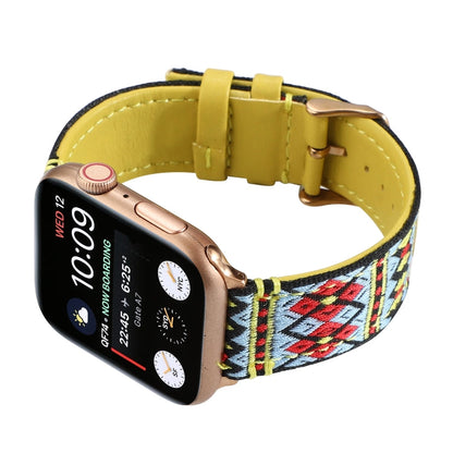 Skorter | Ethnic leather watch band for Apple Watch Series 7 45mm / 6 & SE & 5 & 4 44mm / 3 & 2 & 1 42mm (Yellow)