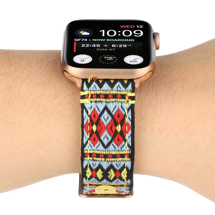 Skorter | Ethnic leather watch band for Apple Watch Series 7 45mm / 6 & SE & 5 & 4 44mm / 3 & 2 & 1 42mm (Yellow)