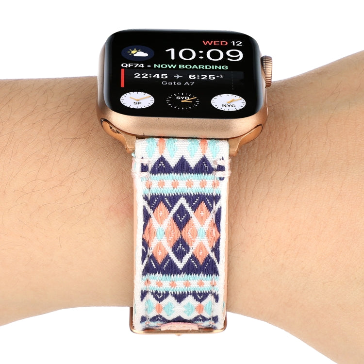 Skorter | Ethnic Leather Watch Strap for Apple Watch Series 7 45mm / 6 & SE & 5 & 4 44mm / 3 & 2 & 1 42mm (Pink)