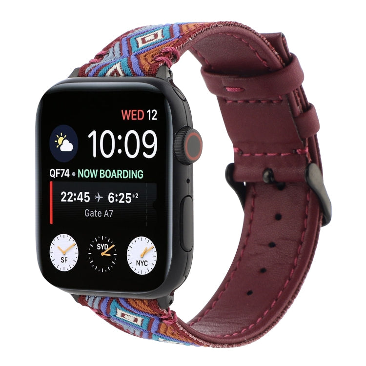 Skorter | Ethnic leather watch strap for Apple Watch Series 7 45mm / 6 & SE & 5 & 4 44mm / 3 & 2 & 1 42mm (Burgundy)