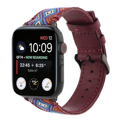 Skorter | Ethnic leather watch strap for Apple Watch Series 7 45mm / 6 & SE & 5 & 4 44mm / 3 & 2 & 1 42mm (Burgundy)
