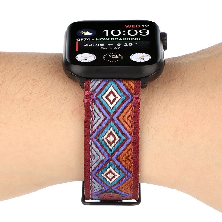 Skorter | Ethnic leather watch strap for Apple Watch Series 7 45mm / 6 & SE & 5 & 4 44mm / 3 & 2 & 1 42mm (Burgundy)