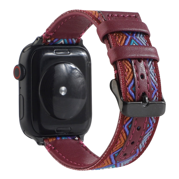 Skorter | Ethnic leather watch strap for Apple Watch Series 7 45mm / 6 & SE & 5 & 4 44mm / 3 & 2 & 1 42mm (Burgundy)
