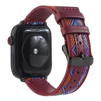 Skorter | Ethnic leather watch strap for Apple Watch Series 7 45mm / 6 & SE & 5 & 4 44mm / 3 & 2 & 1 42mm (Burgundy)