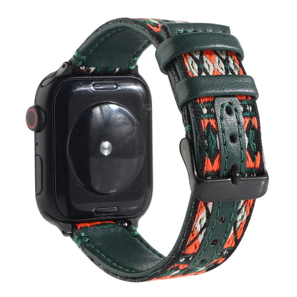 Skorter | Ethnic Leather Watch Band for Apple Watch Series 7 45mm / 6 & SE & 5 & 4 44mm / 3 & 2 & 1 42mm (Dark Green)