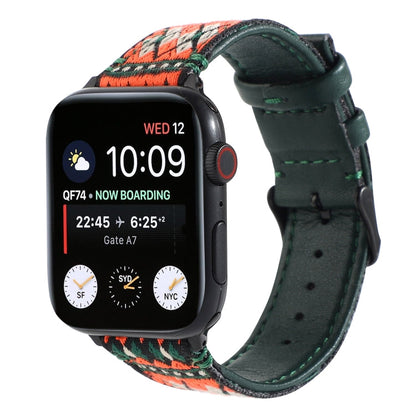 Skorter | Ethnic Leather Watch Band for Apple Watch Series 7 45mm / 6 & SE & 5 & 4 44mm / 3 & 2 & 1 42mm (Dark Green)