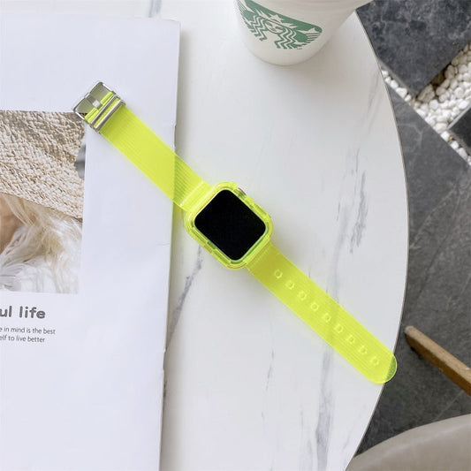 Skorter | Candy Color Transparent TPU Watch Band for Apple Watch Series 7 41mm / & 6 & SE & 5 & 4 40mm (Yellow Green)