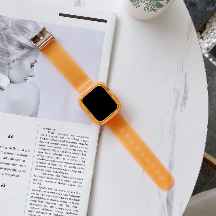 Skorter | Candy Color Transparent TPU Watch Band for Apple Watch Series 7 45mm / & 6 & SE & 5 & 4 44mm (Orange)