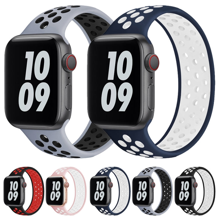 Skorter | Elastic silicone watch band for Apple Watch Series 7 45mm / 6 & SE & 5 & 4 44mm / 3 & 2 & 1 42mm, Length: 150mm (black white)