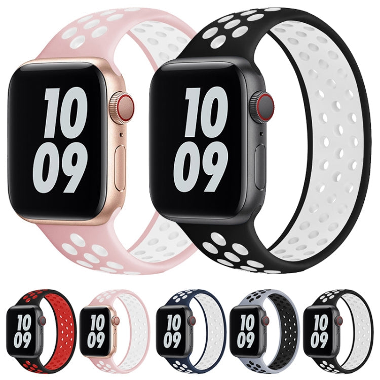 Skorter | Elastic Silicone Watch Band for Apple Watch Apple Watch Ultra 49mm & Watch Ultra 2 49mm / Series 9 & 8 & 7 45mm / SE 3 & SE 2 & 6 & SE & 5 & 4 44mm / 3 & 2 & 1 42mm, Length: 160mm (Light Pink White)