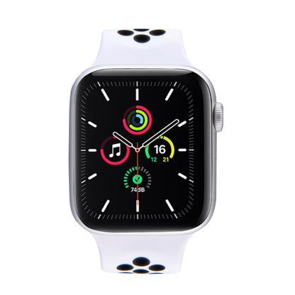 Skorter | Elastic Silicone Watch Band for Apple Watch Series 7 41mm / 6 & SE & 5 & 4 40mm / 3 & 2 & 1 38mm, Length: 160mm (White Black)