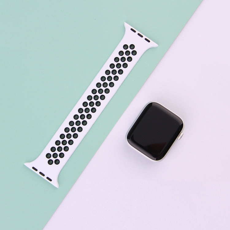 Skorter | Elastic Silicone Watch Band for Apple Watch Series 7 41mm / 6 & SE & 5 & 4 40mm / 3 & 2 & 1 38mm, Length: 160mm (White Black)