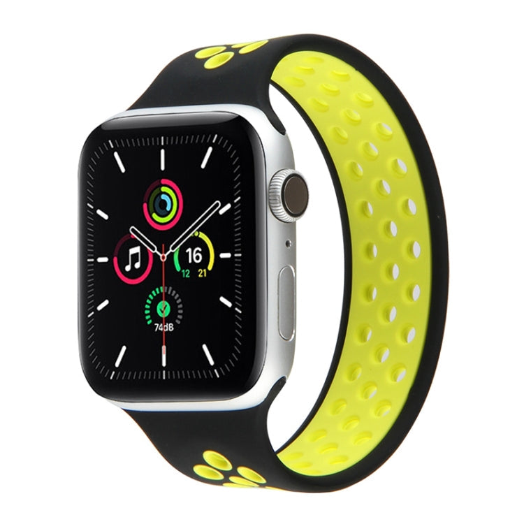 Skorter | Elastic Silicone Watch Strap for Apple Watch Series 7 41mm / 6 & SE & 5 & 4 40mm / 3 & 2 & 1 38mm, Length: 160mm (Black Yellow)