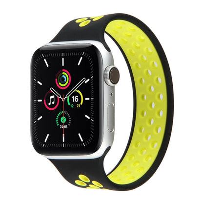 Skorter | Elastic Silicone Watch Strap for Apple Watch Series 7 41mm / 6 & SE & 5 & 4 40mm / 3 & 2 & 1 38mm, Length: 160mm (Black Yellow)