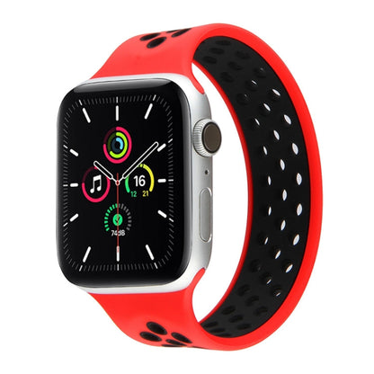 Skorter | Elastic Silicone Watch Band for Apple Watch Series 7 41mm / 6 & SE & 5 & 4 40mm / 3 & 2 & 1 38mm, Length: 160mm (Red Black)