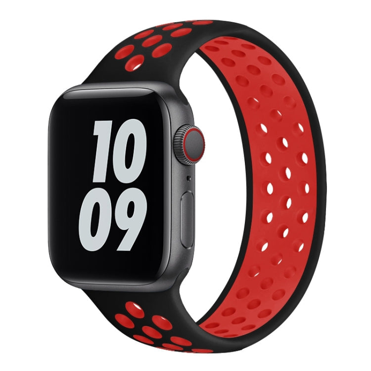 Skorter | Elastic Silicone Watch Strap for Apple Watch Series 7 41mm / 6 & SE & 5 & 4 40mm / 3 & 2 & 1 38mm, Length: 160mm (Black Red)
