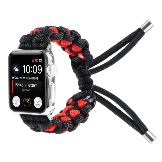 Skorter | Braided Umbrella Cable Watch Strap for Apple Watch Series 7 45mm / 6 & SE & 5 & 4 44mm / 3 & 2 & 1 42mm (Black Red)