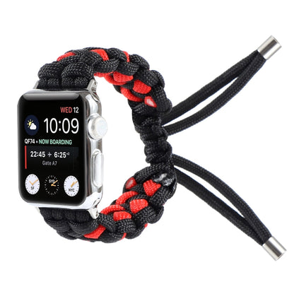 Skorter | Braided Umbrella Cable Watch Strap for Apple Watch Series 7 45mm / 6 & SE & 5 & 4 44mm / 3 & 2 & 1 42mm (Black Red)