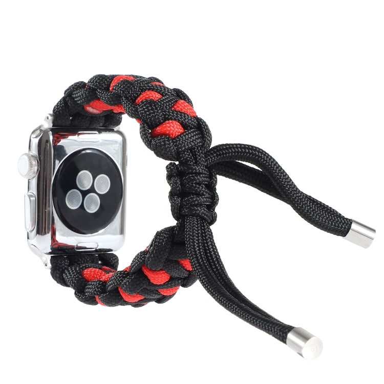 Skorter | Braided Umbrella Cable Watch Strap for Apple Watch Series 7 45mm / 6 & SE & 5 & 4 44mm / 3 & 2 & 1 42mm (Black Red)