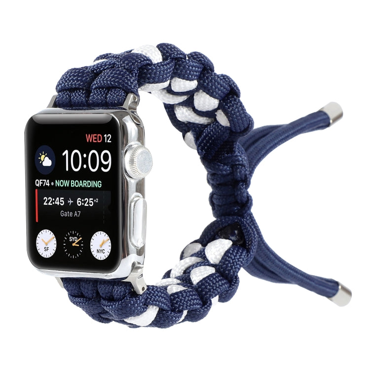 Skorter | Braided Umbrella Cord Watch Strap for Apple Watch Ultra 49mm & Watch Ultra 2 49mm / Series 9 & 8 & 7 45mm / SE 3 & SE 2 & 6 & SE & 5 & 4 44mm / 3 & 2 & 1 42mm (Dark Blue)
