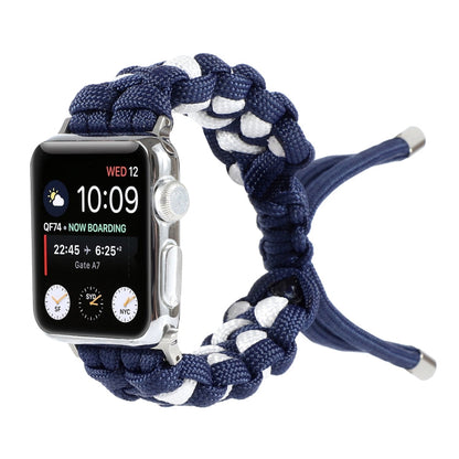 Skorter | Braided Umbrella Cord Watch Strap for Apple Watch Ultra 49mm & Watch Ultra 2 49mm / Series 9 & 8 & 7 45mm / SE 3 & SE 2 & 6 & SE & 5 & 4 44mm / 3 & 2 & 1 42mm (Dark Blue)