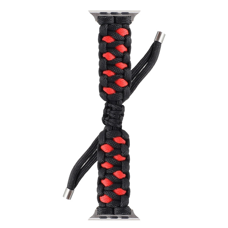Skorter | Braided Umbrella Cord Watch Band for Apple Watch Series 9&8&7 41mm / SE 3&SE 2&6&SE&5&4 40mm / 3&2&1 38mm (Black Red)