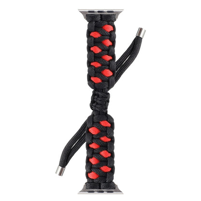 Skorter | Braided Umbrella Cord Watch Band for Apple Watch Series 9&8&7 41mm / SE 3&SE 2&6&SE&5&4 40mm / 3&2&1 38mm (Black Red)