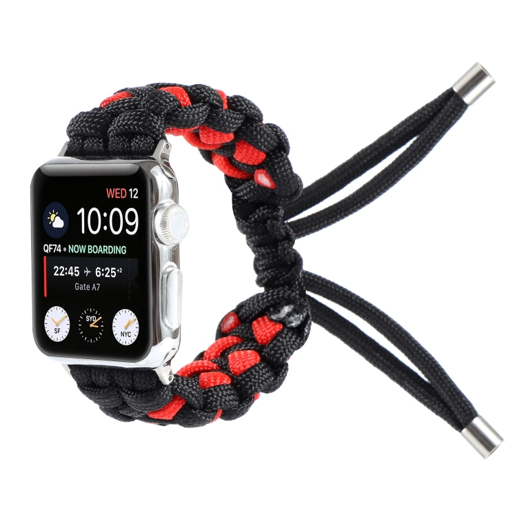 Skorter | Braided Umbrella Cord Watch Band for Apple Watch Series 9&8&7 41mm / SE 3&SE 2&6&SE&5&4 40mm / 3&2&1 38mm (Black Red)