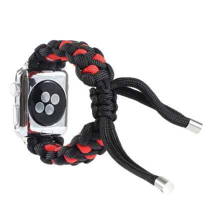 Skorter | Braided Umbrella Cord Watch Band for Apple Watch Series 9&8&7 41mm / SE 3&SE 2&6&SE&5&4 40mm / 3&2&1 38mm (Black Red)
