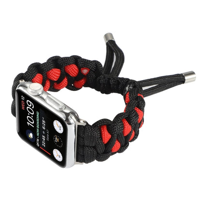 Skorter | Braided Umbrella Cord Watch Band for Apple Watch Series 9&8&7 41mm / SE 3&SE 2&6&SE&5&4 40mm / 3&2&1 38mm (Black Red)