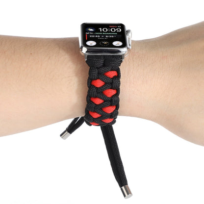 Skorter | Braided Umbrella Cord Watch Band for Apple Watch Series 9&8&7 41mm / SE 3&SE 2&6&SE&5&4 40mm / 3&2&1 38mm (Black Red)