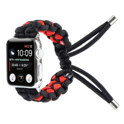 Skorter | Braided Umbrella Cord Watch Band for Apple Watch Series 9&8&7 41mm / SE 3&SE 2&6&SE&5&4 40mm / 3&2&1 38mm (Black Red)