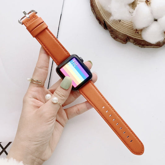 Skorter | D Character Buckle Smooth Texture Watch Strap for Apple Watch Series 9&8&7 41mm / SE 3&SE 2&6&SE&5&4 40mm / 3&2&1 38mm (Brown)