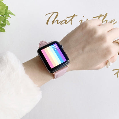 Skorter | D Character Buckle Smooth Texture Bracelet For Apple Watch Series 9&8&7 41mm / SE 3&SE 2&6&SE&5&4 40mm / 3&2&1 38mm (Pink)