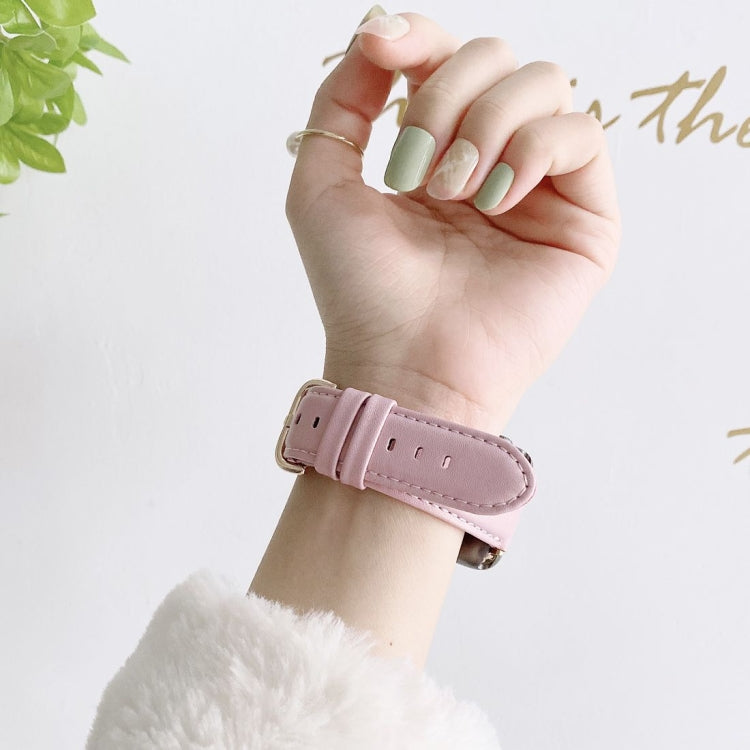 Skorter | D Character Buckle Smooth Texture Watch Strap for Apple Watch Ultra 49mm & Watch Ultra 2 49mm / Series 9 & 8 & 7 45mm / SE 3 & SE 2 & 6 & SE & 5 & 4 44mm / 3 & 2 & 1 42mm (Pink)